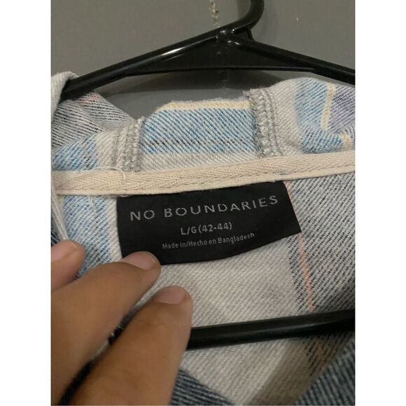 No Boundaries Striped Vintage Hooded Pullover Quarter Button Down Size L - Picture 7 of 10